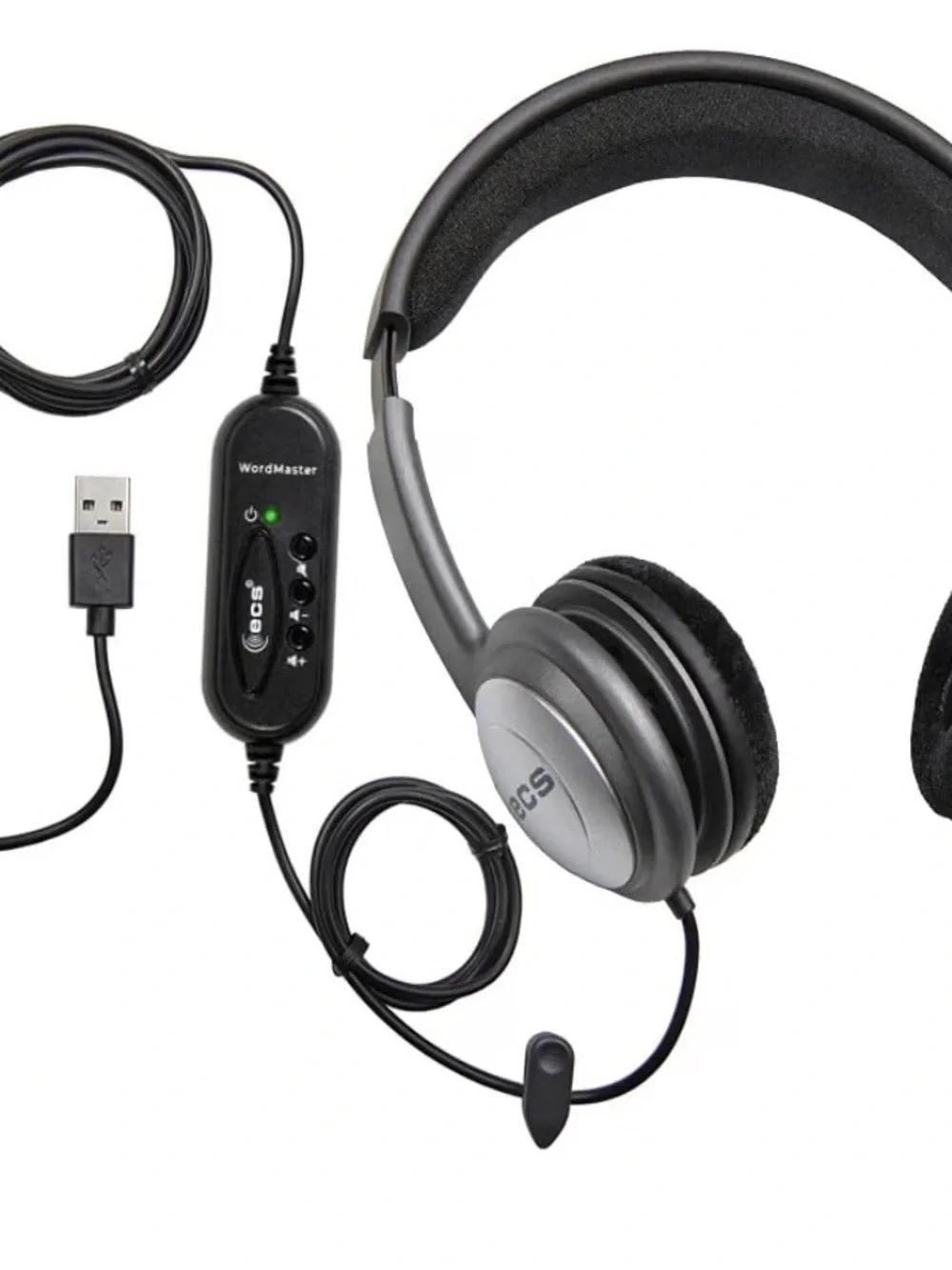 NFINITY USB Transcription Headset with Foot Pedal - Black and Silver